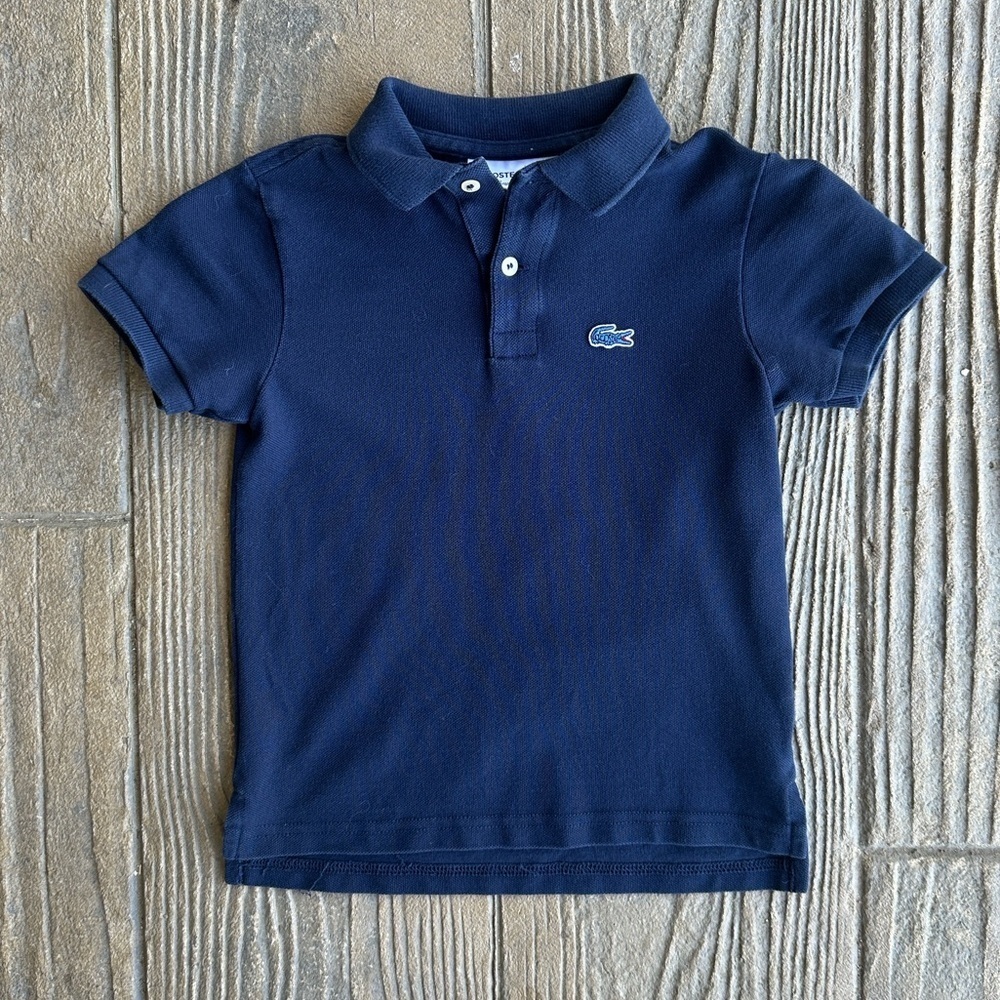 Youth Boy J Crew Lacoste Short Sleeve Navy Blue Polo Shirt Size 5 Preppy Casual